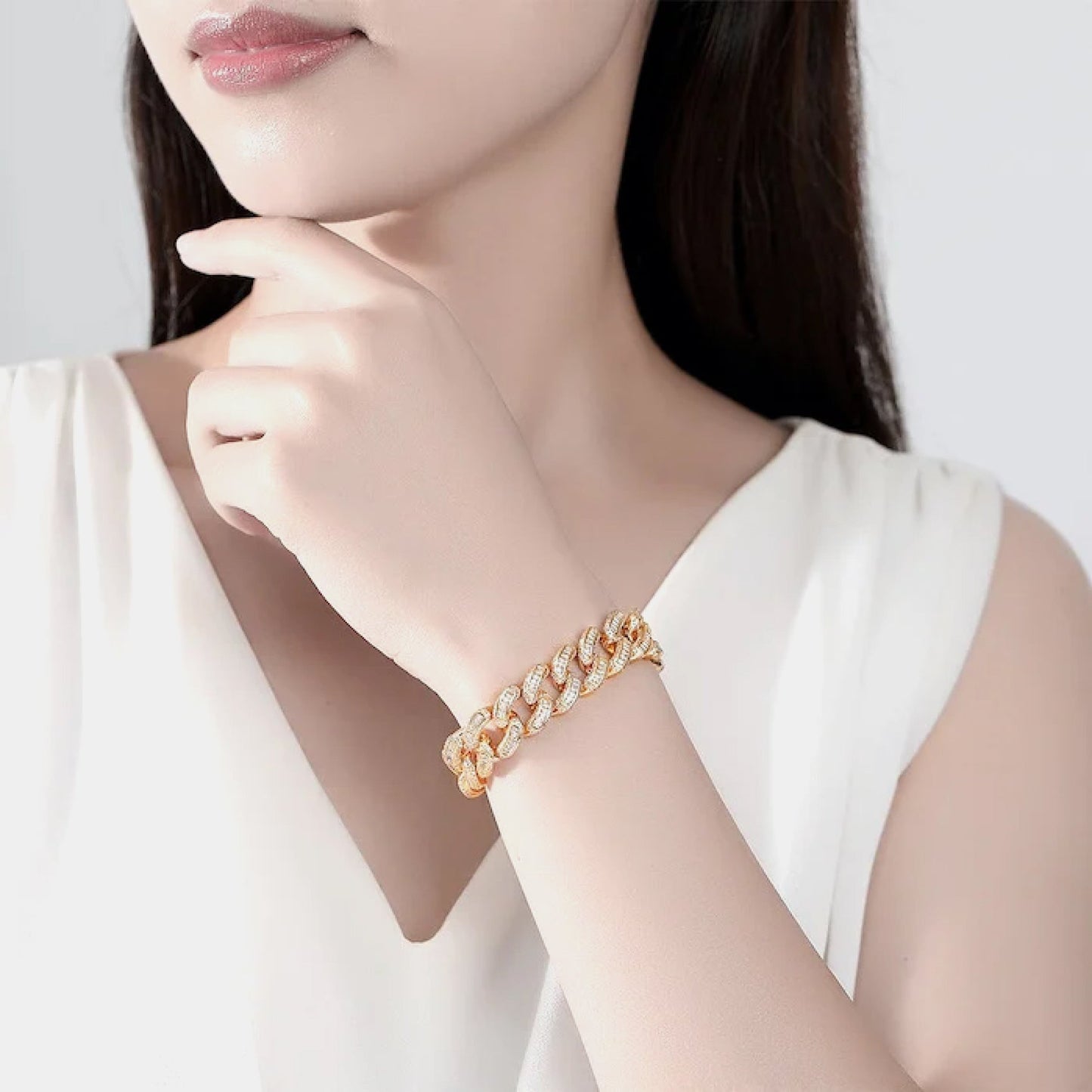 fashion rhinestone decor chain bracelet