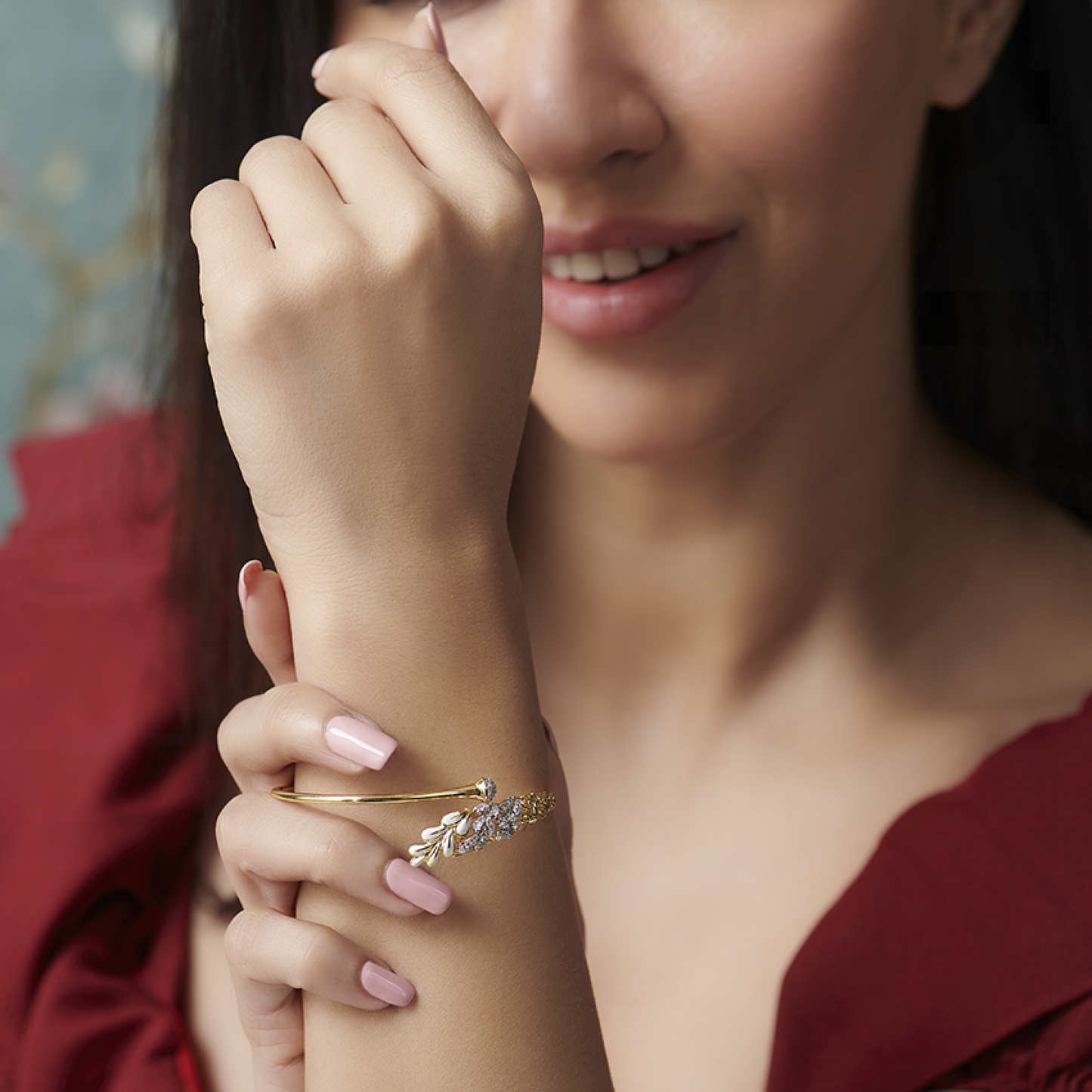 gold & diamond bloom zirconia bracelet for women