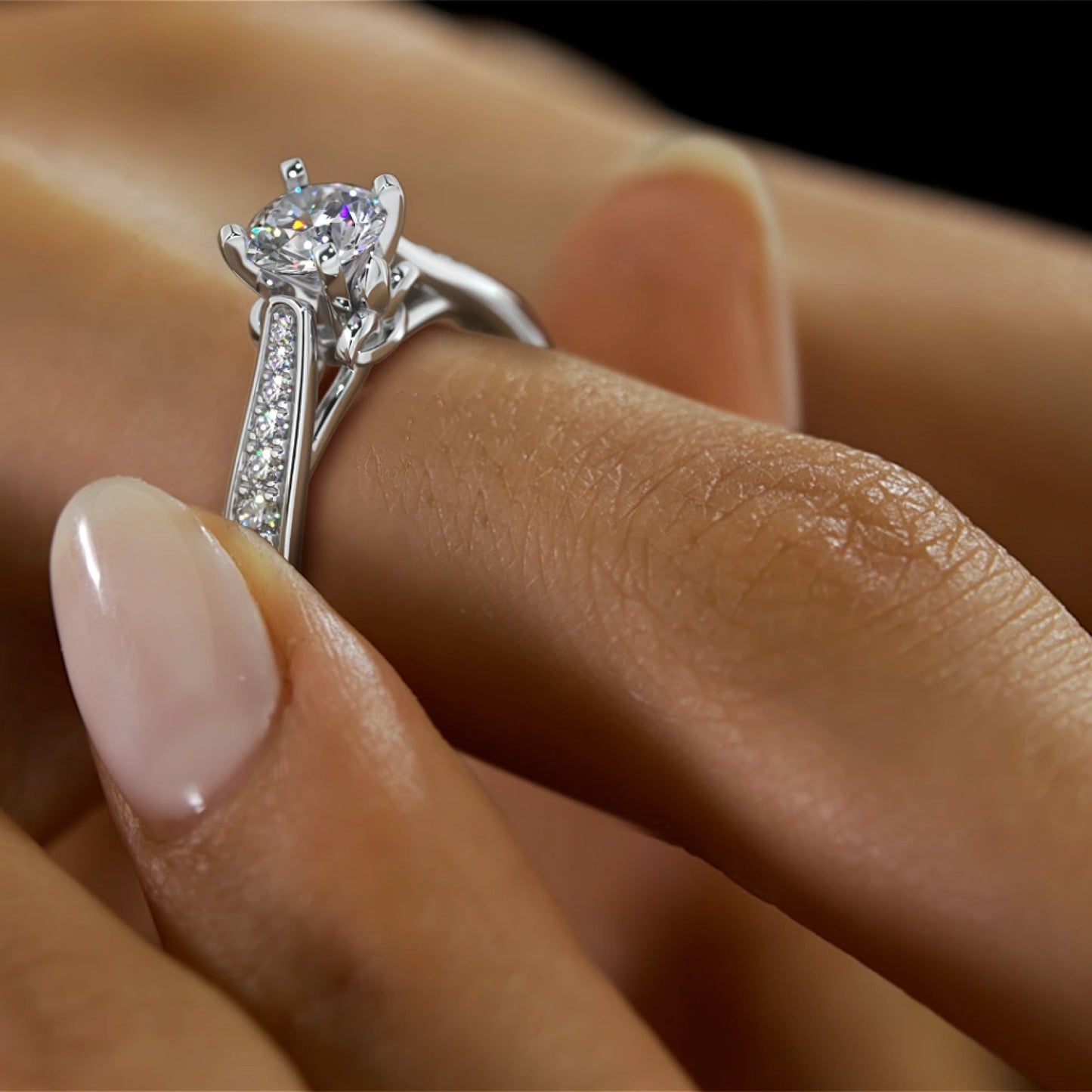 silver plated crystal studded ring
