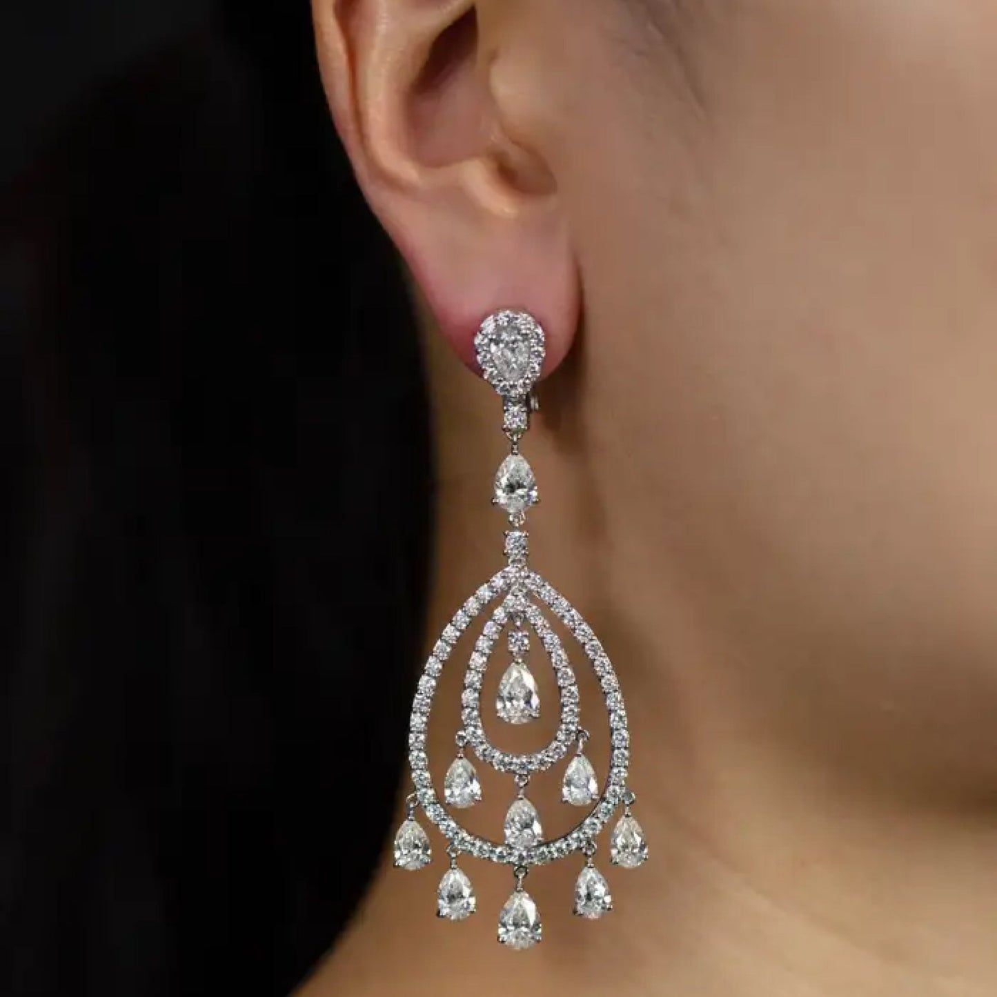 diamond drop chandelier earrings