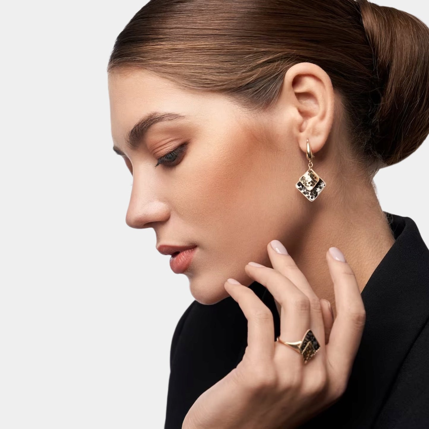 black long drop earrings for women crystal