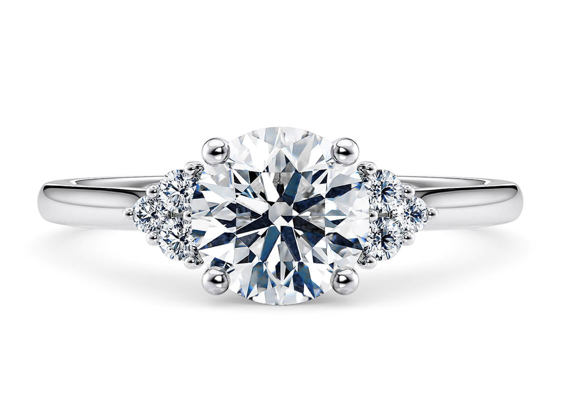 rosa vintage round cut diamond 18k white gold